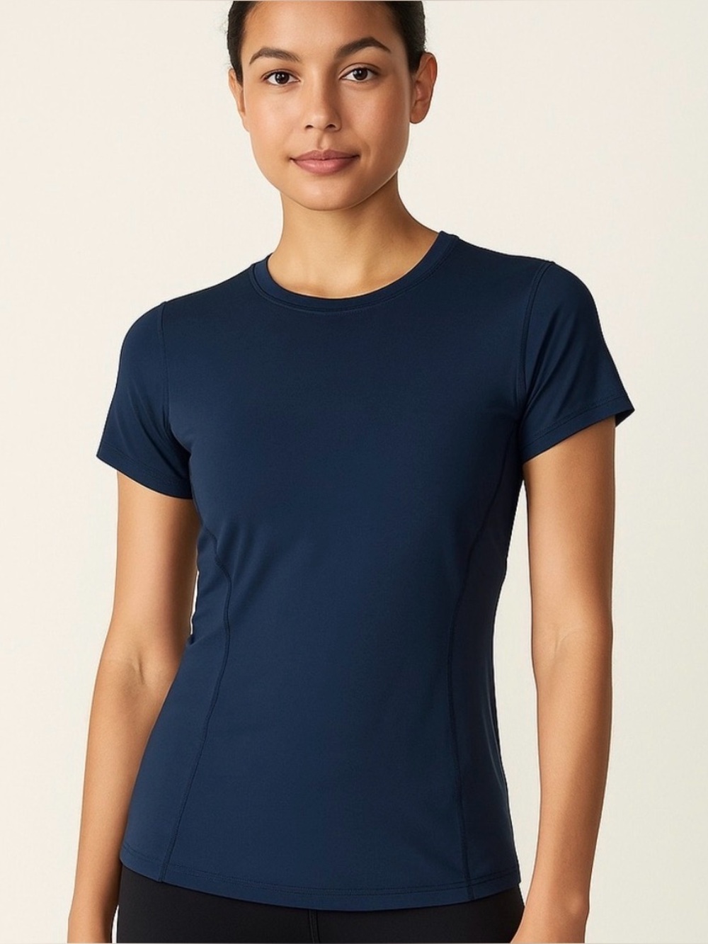 EUC, Athleta Women's Limitless Navy Blue Short-Sleeve Crewneck Fitness Tee SZ 1X